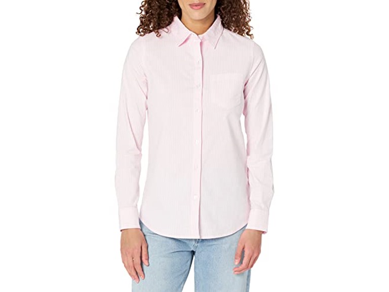Amazon Essentials Womens Long Sleeve Button Down Stretch Oxford Shirt