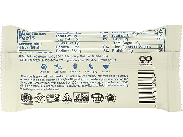 GoMacro Macrobar, Oatmeal Chocolate Chip, 2.3 Oz
