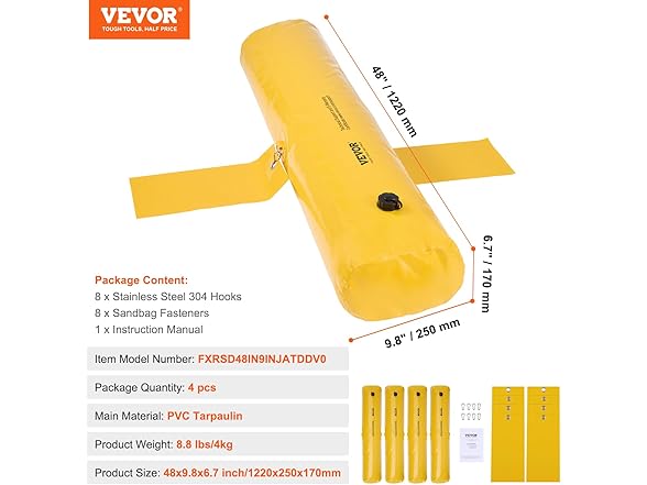 VEVOR Flood Barriers 4 Pack