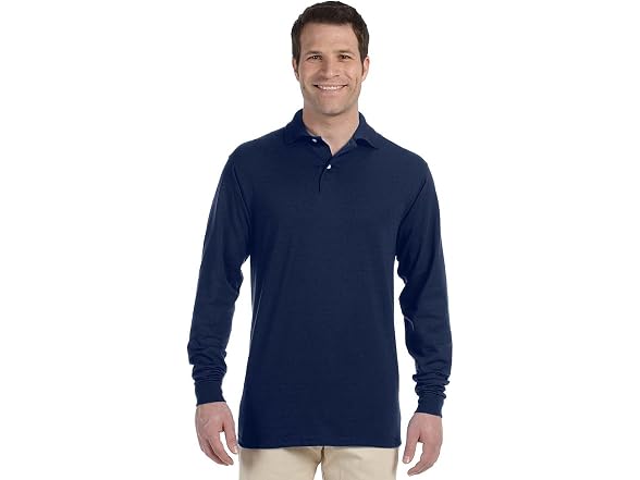 Jerzees Men (M) Long-Sleeve Polo Green-M Jersey
