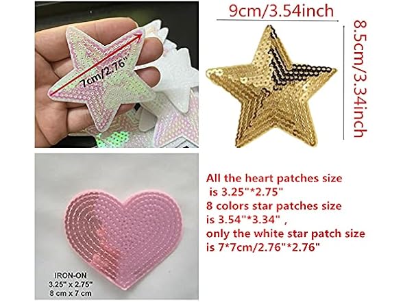 Ximkee Pack of 10 Shiny Heart Sequins