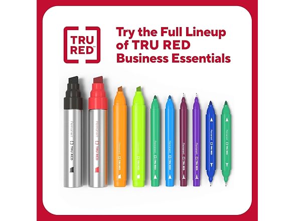 TRU RED Tank Permanent Markers, Chisel Tip, Astd