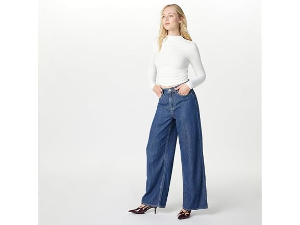The Drop Women (XXS) Ebony Mock Neck Long Top