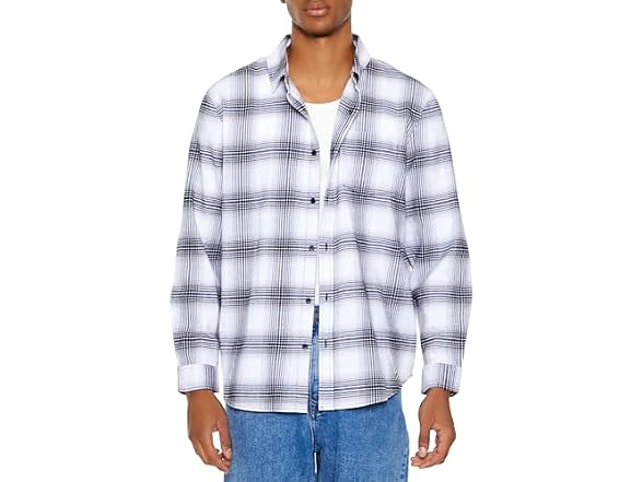 Forever 21 (S) Flannel Shirt White