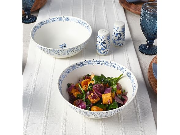 Fitz and Floyd Sicily Blue Italian Design Serve Bowls Set of 2