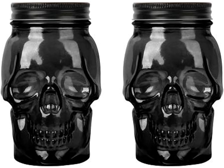 DURA LIVING DL-DLG18914/RX3 16 oz Skull Mason Jar Glass Co