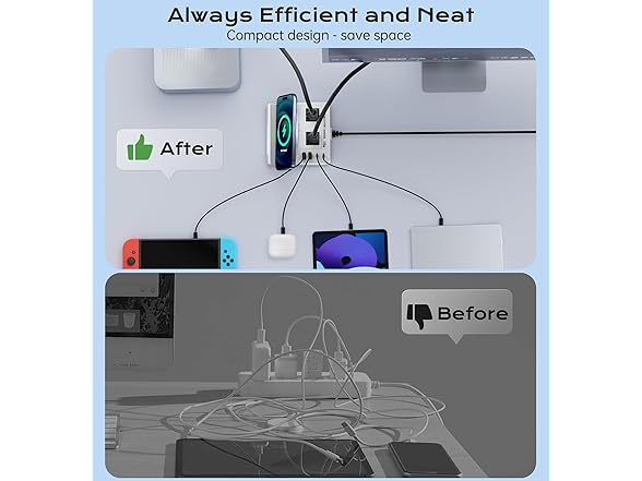 TOPOINT 7 in 1 Power Strip with Wireless Charger