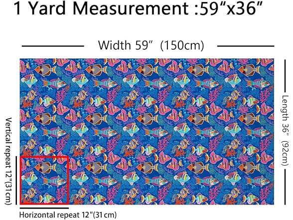 Erosebridal Fish Fabric By The Yard, Coral Starfish