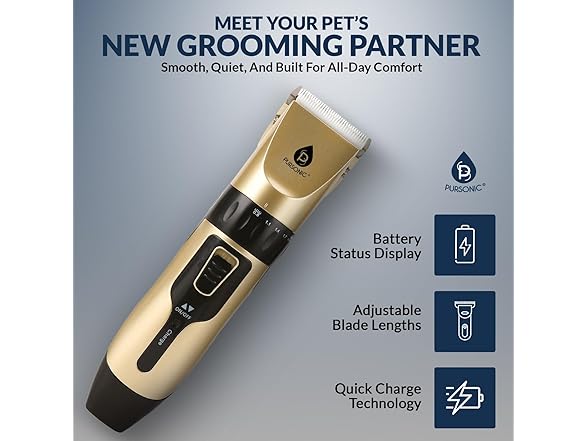Pursonic Rechargeable Dog Clippers for Grooming