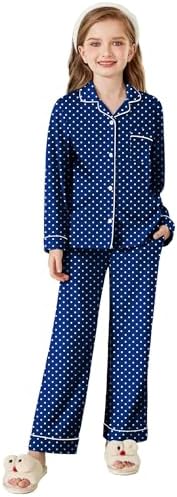 Girls Plaid Long Sleeve Pajamas Set