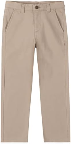 IZOD Boys' School Uniform Twill Khaki Pants, Flat Front & Comfortable Waistband, 14