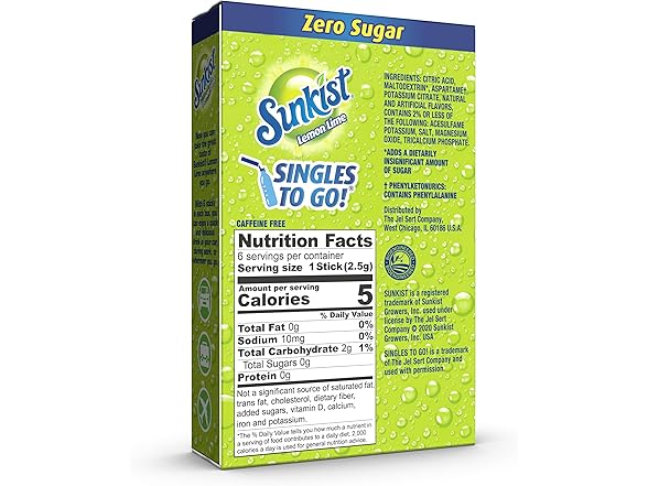 Sunkist Soda Lemon Lime Singles To Go Drink Mix