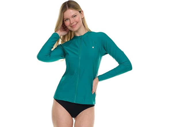 Hurley Womens Full-Zip Rash Guard Shirt