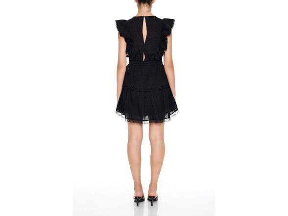 Forever 21  (M) Clip Dot Lace Ruffled Dress Black