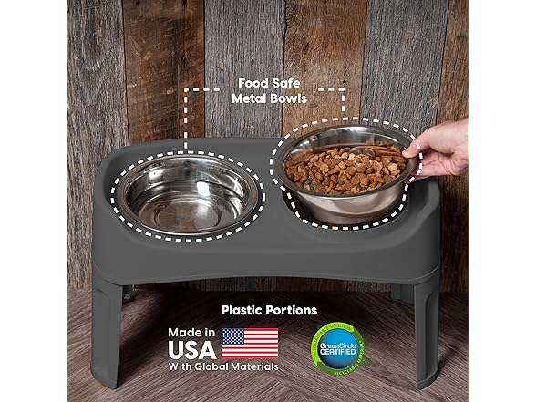 IRIS USA Elevated Dog Bowls Adjustable Stand