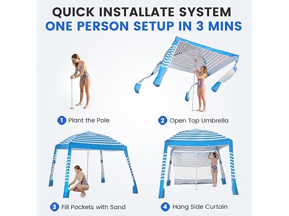 Zeraty Portable Beach Cabana Sun Shelter