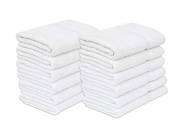 GOLD TEXTILES 48 White Economy Bath Towels Bulk