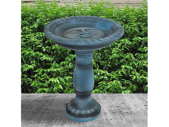 Sunnydaze 26” H Concrete Bird Bath Patina Green
