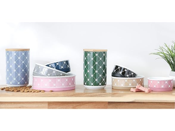 Bone Dry Trellis Paw Print Pet Bowl Set