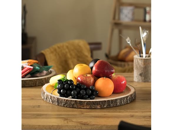 Natural Wooden Bark Round Slice 16 inch Tray