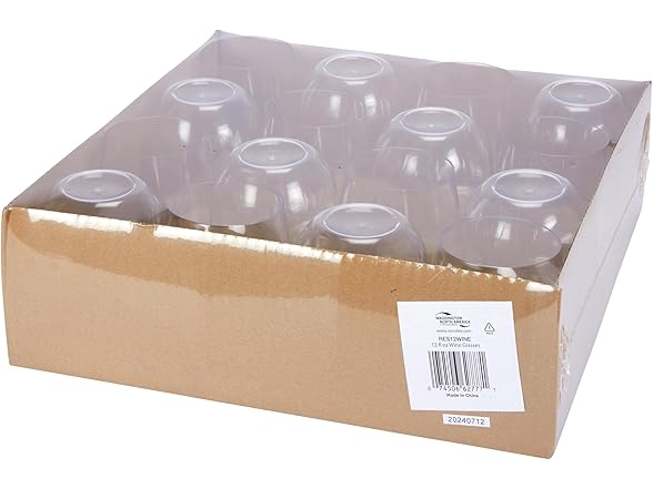 WNA Reserv 12oz Clear Plastic Stemless Wine Glasses, 64-Pack
