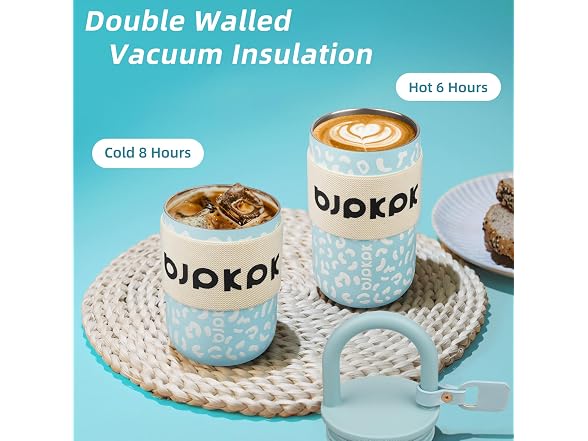 BJPKPK 13oz Insulated Tumbler Light Blue Leopard