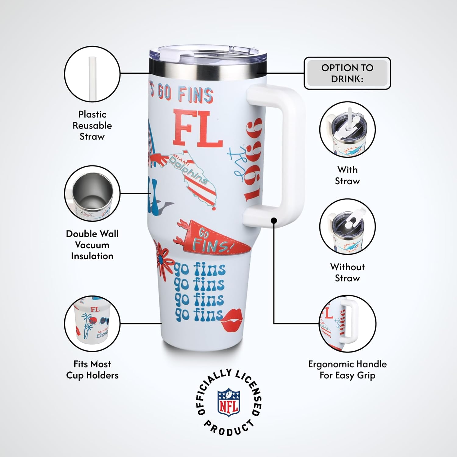 MIAMI DOLPHINS 46oz Game Day Tumbler - Gallery 17