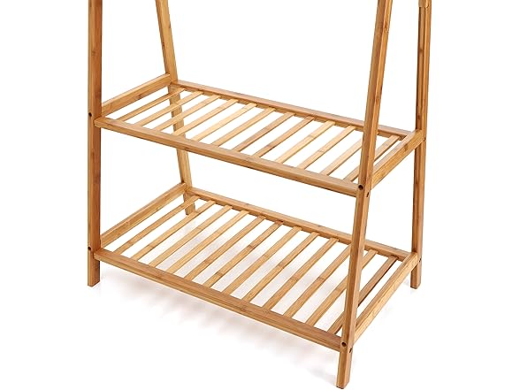Finnhomy Bamboo Clothes Rack Portable Extra Large Garment Ra (Open Box)