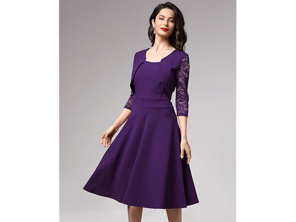 Miusol Women (M) Square Neck Lace Dress