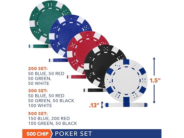 Rally & Roar Professional Poker Set, 500 Chips