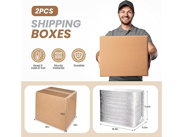 YSSOA Insulated Shipping Boxes 19x12x16 2pk
