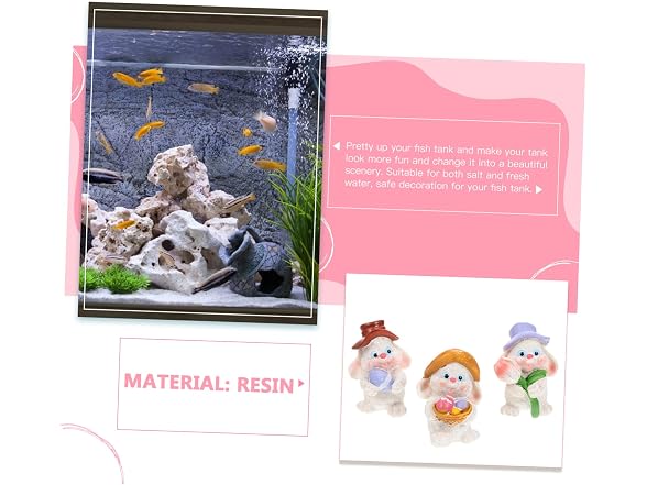 3pcs Fish Tank Landscaping Ornaments Cake Or