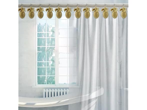 Golden Pineapple Shower Window Curtain Hooks