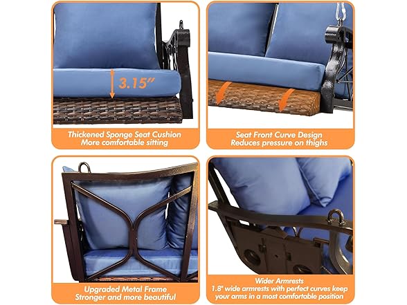 ZZW Heavy Duty 900 LBS Porch Swing Chair