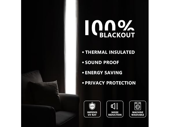 100% Blackout Curtains 2 Panels Set