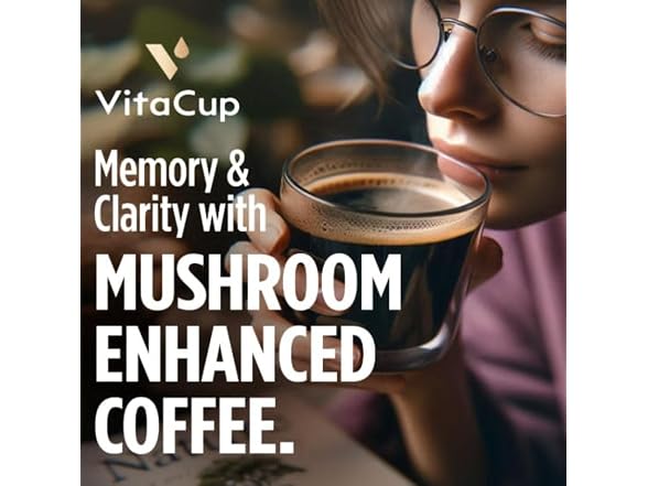 16CT VitaCup Mushroom Coffee Pods, Boost Focus