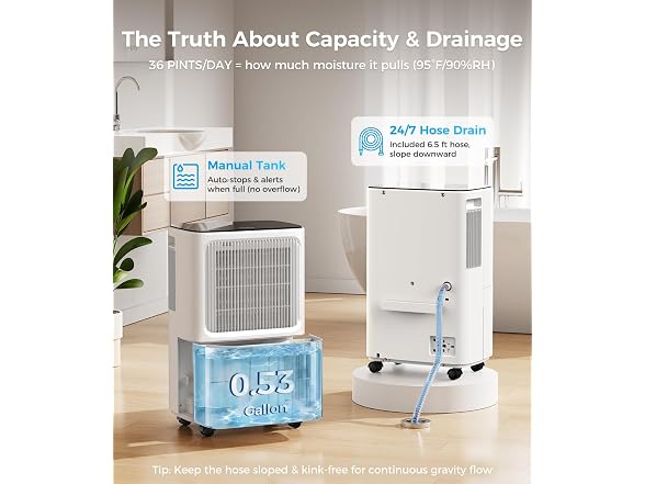 VEAGASO 36 Pint Basement Dehumidifier