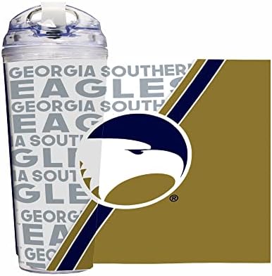 Rico Industries NCAA Georgia Southern Eagles Standard 24oz Acrylic Tumbler with Hinged Lid, Officially Licensed Double Wall Tumbler with Straw