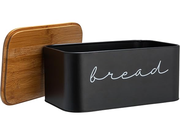 Bloomingville Metal "bread" Bin with Bamboo Lid, Black