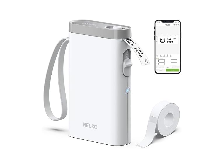 Nelko P21 Label Maker Machine with Tape, White