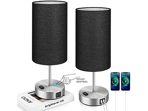 Brightever Black Touch Control Table Lamp Set of 2