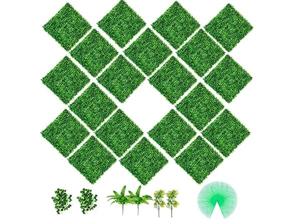 Artificial Boxwood Panels, 20 PCS 20\"x20\"