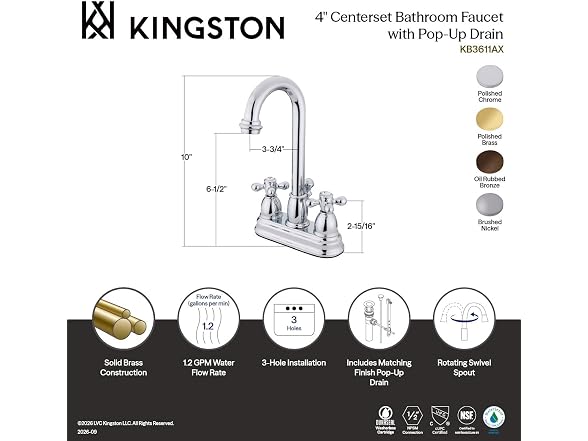 Kingston Brass KB3615AX Restoration Deck Faucet