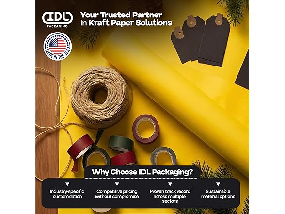 12" x 1200" (100 feet) Yellow Kraft Paper Roll, Pack of 4