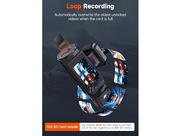 TUIFAC 3 Channel 4K WiFi Dash Cam Front and Rear Inside