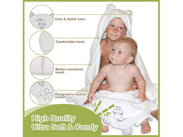 Liname Organic Bamboo Hooded Baby Towel Ultra