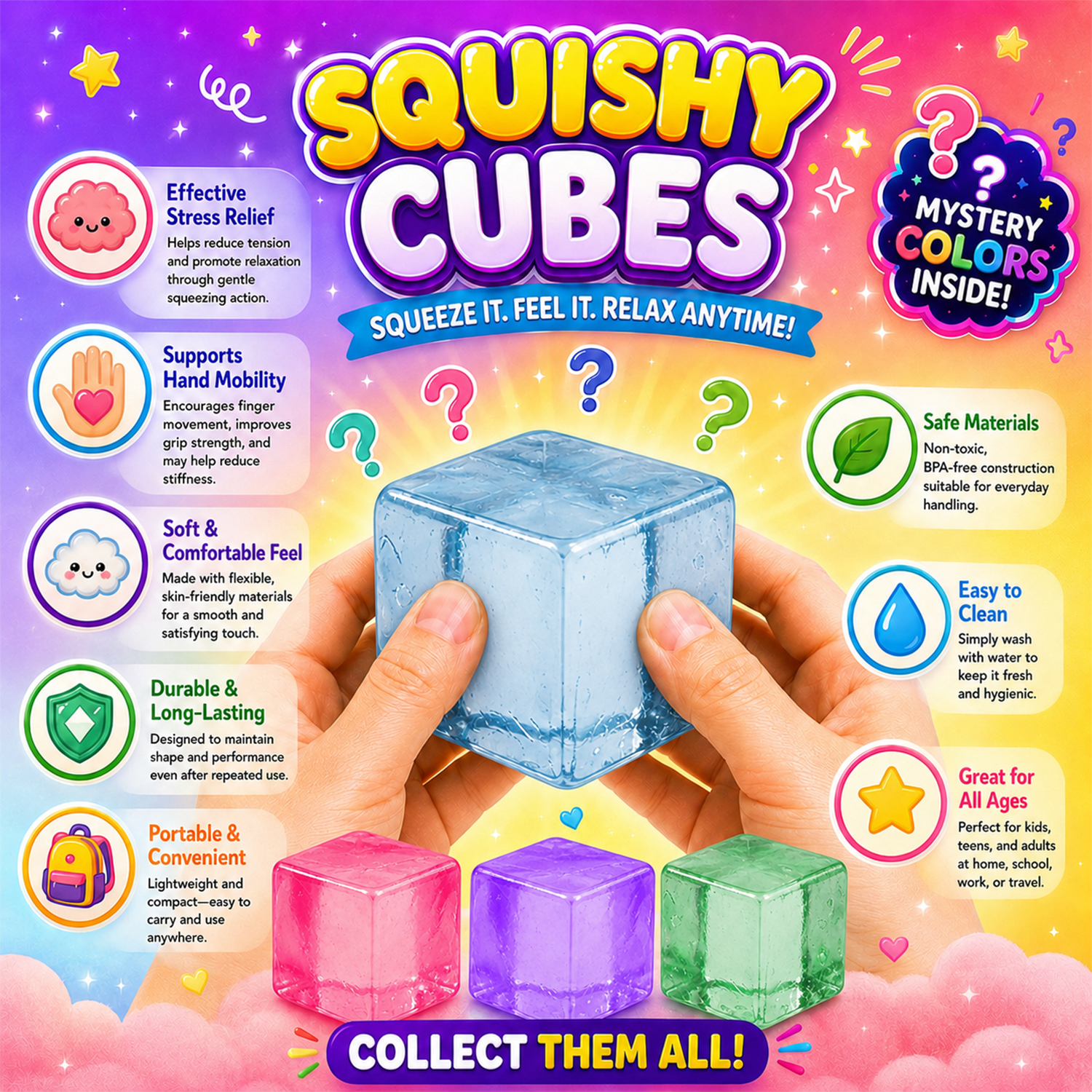 Twilight Squishy Sensory Toys Ice Cube, 3PK - Gallery 9