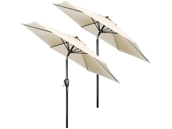 HealSmart 7.5ft Patio Umbrella with Push Button Tilt/Crank White