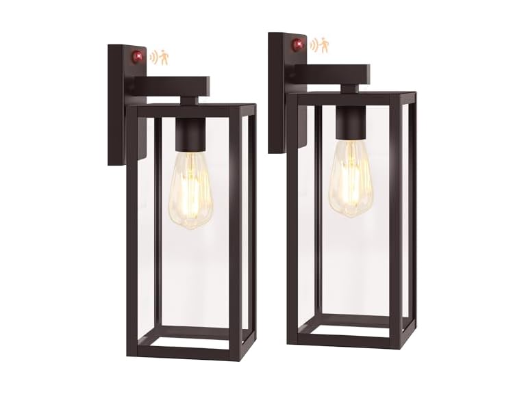 BesLowe KN00001 Motion Sensor Wall Lights 15" Brown