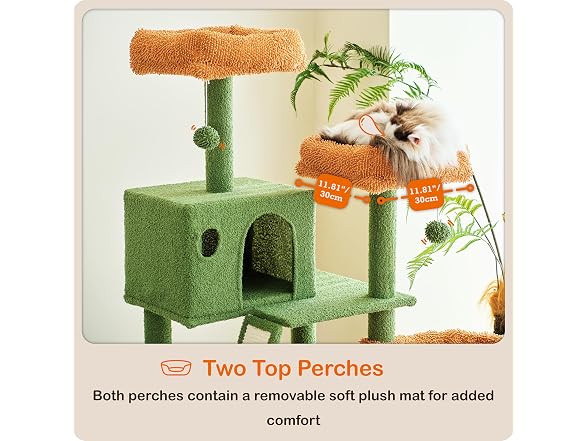 Ouritsu Cat Tree, 56" Tall Cat Tower, Green